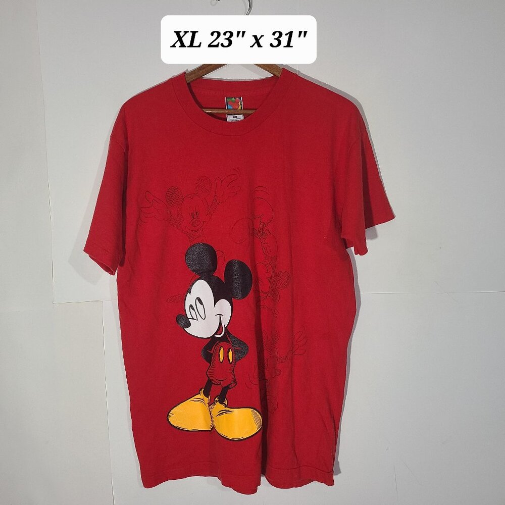 Vintage 90s Mickey Unlimited Mickey Mouse Red XL T-Shirt Single Stitch Made/USA